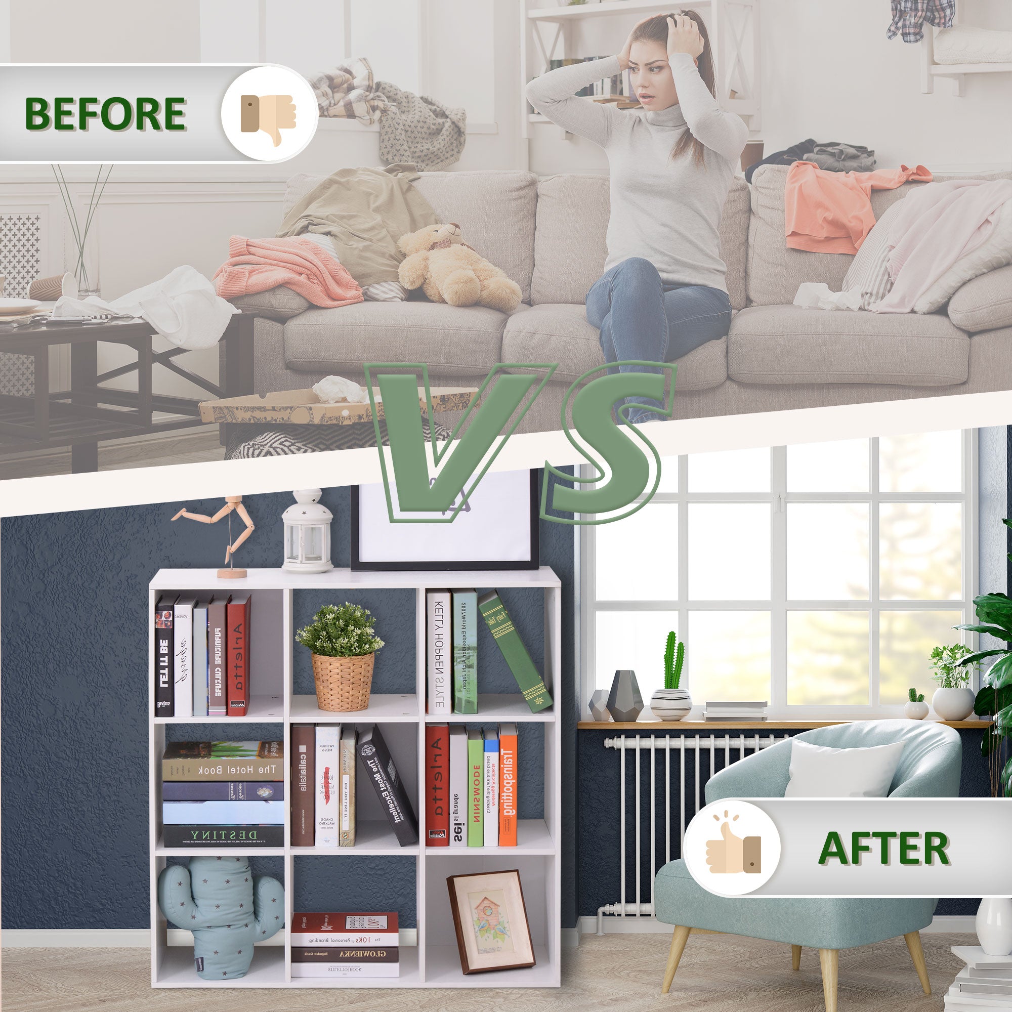 HOMCOM Nine-Cube Storage Shelf - White